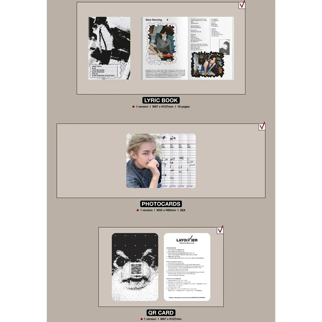 BTS V - Layover : 1st Solo Album (Weverse + Photobook Version