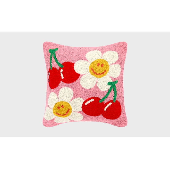 Wiggle Wiggle - Smile Cherry Argyle Cushion Cover