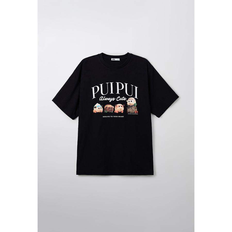 SPAO x Pui Pui Moruka - Short Sleeve T-Shirt (Black) - SPAO - T-Shirt - Harumio
