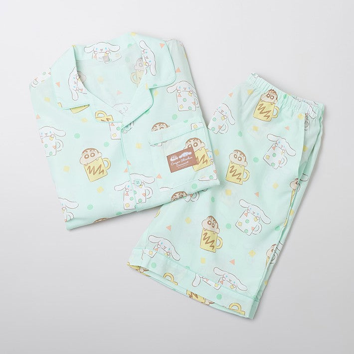Cinnamoroll X Crayon Shin-chan - Short Sleeve Pajamas Set (Mint)