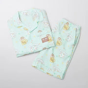 Cinnamoroll X Crayon Shin-chan - Short Sleeve Pajamas Set (Mint) - SPAO - Pajamas - Harumio