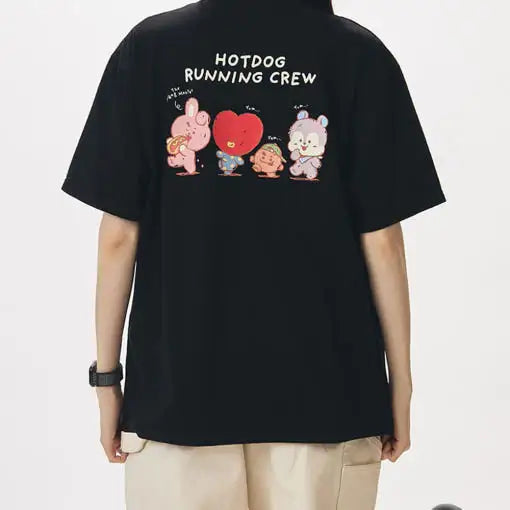 BT21 - Basic Hotdog Running Crew Short Sleeve T-Shirt - BT21 - T-Shirt - Harumio