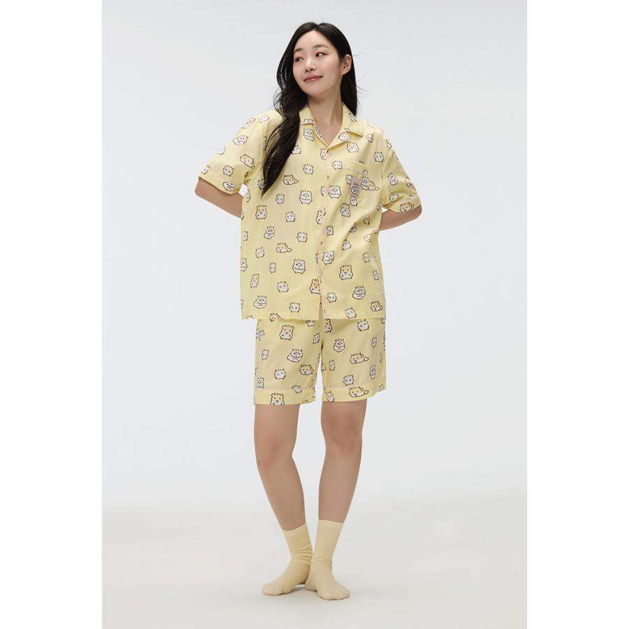 SPAO x Kerham - Short Sleeve Pajamas Set (Light Yellow) - SPAO - Pajamas - Harumio