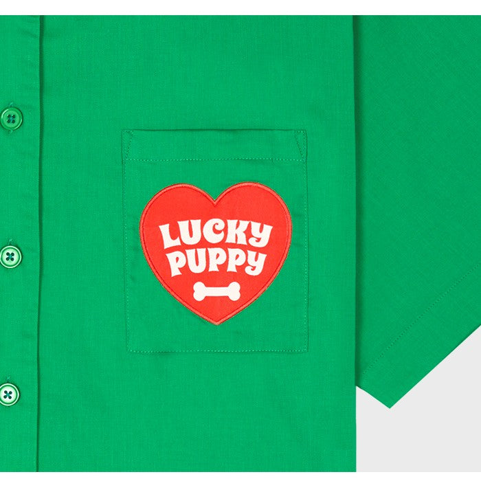 Wiggle Wiggle - Short-Sleeved Pajama Set (Lucky Puppy Green)