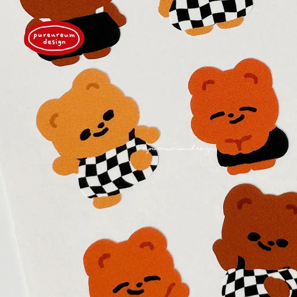 Pureureum Design - Cupid Bear Checkerboard Pants Stickers (Limited Edition) - Pureureum Design - Home & Living, Accessories - Harumio