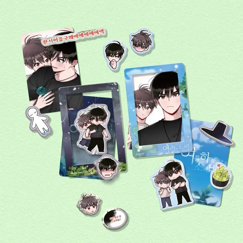 One Summer Day - Photocards & Magnets Set - Lezhin - Collectible - Harumio