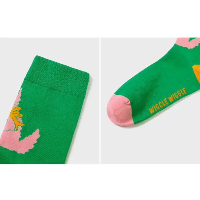 Wiggle Wiggle - Kitten Green Patterned Socks - Wiggle Wiggle - Home & Living, Accessories - Harumio