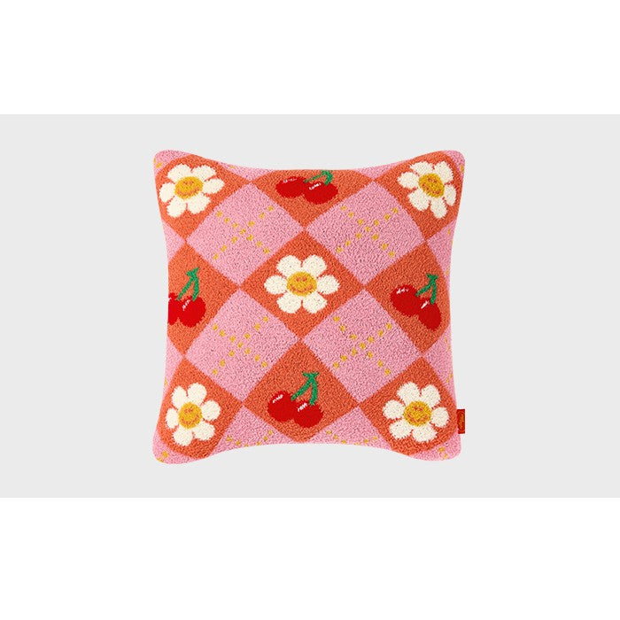 Wiggle Wiggle - Smile Cherry Argyle Cushion Cover