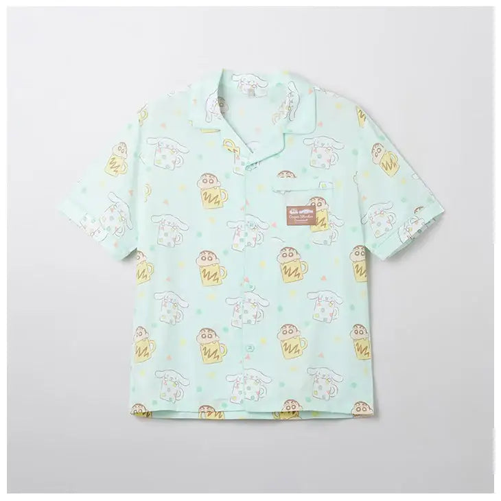 Cinnamoroll X Crayon Shin-chan - Short Sleeve Pajamas Set (Mint) - SPAO - Pajamas - Harumio