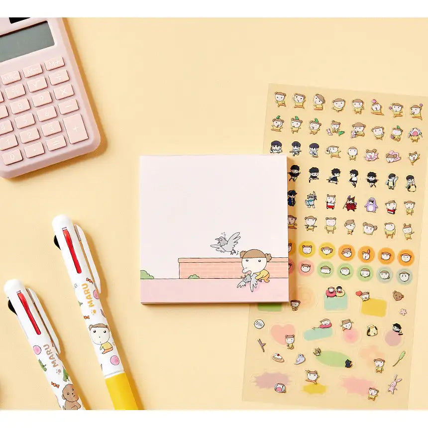 Maru Is a Puppy - Square Notepad - Webtoon Friends - Sticky Memo Pads - Harumio