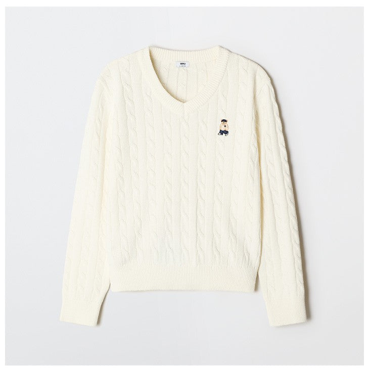 SPAO - Cable V-Neck Sweater (Woody)