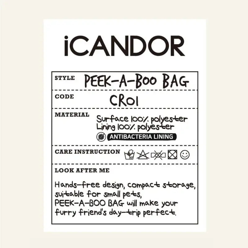 iCANDOR - F/W Edition - Peek-a-boo Bag - iCANDOR - Pet Bag - Harumio