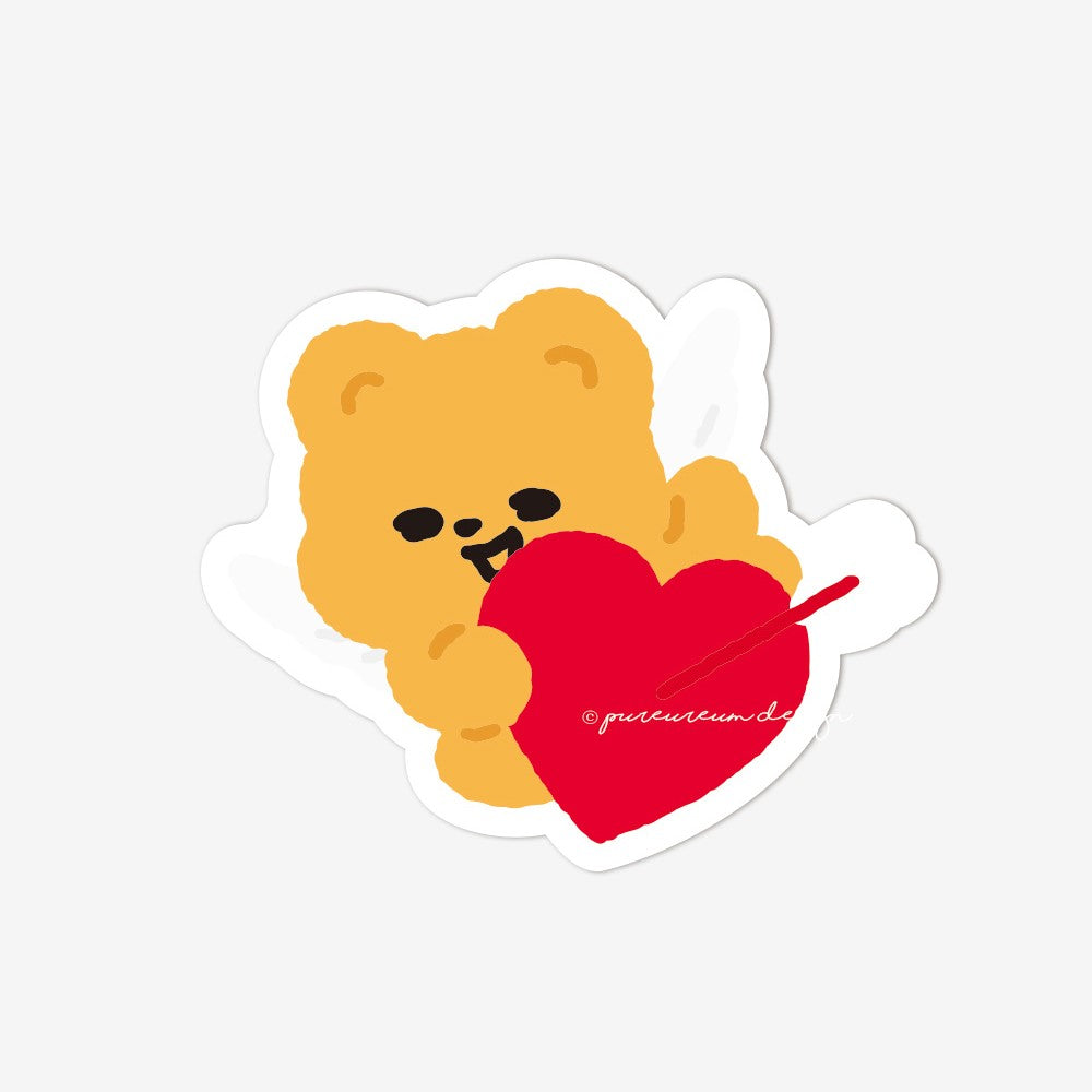 Pureureum Design - Cupid Bear Heart Collecting Sculpture Sticker