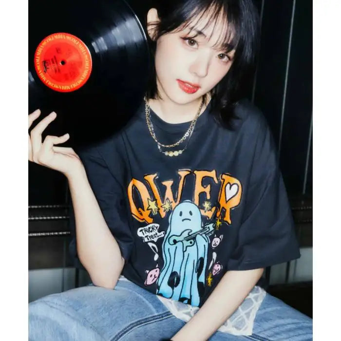 WMC x QWER Hina - Ghost Short Sleeve T-Shirt - WMC x QWER Hina - T-Shirt - Harumio