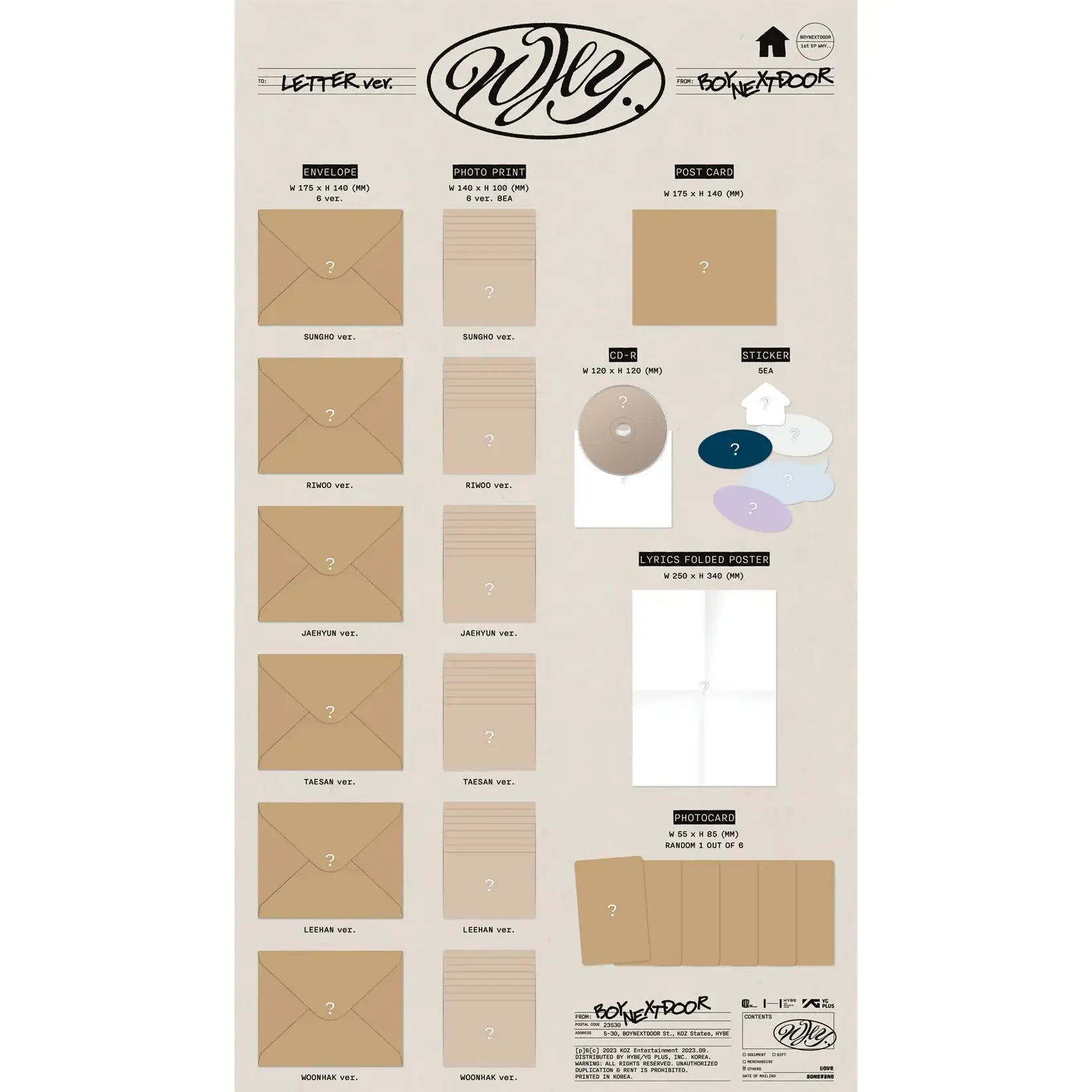 BOYNEXTDOOR - WHY.. : 1st EP Album (LETTER Version) – Harumio