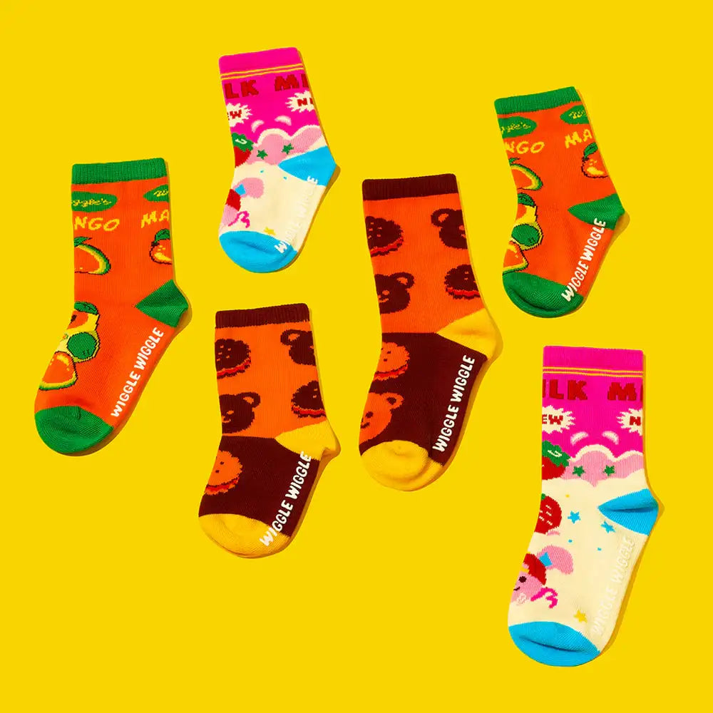 Wiggle Wiggle - Sweet Dessert Pattern Socks 3-Piece Set (Kids) - Wiggle Wiggle - Socks - Harumio