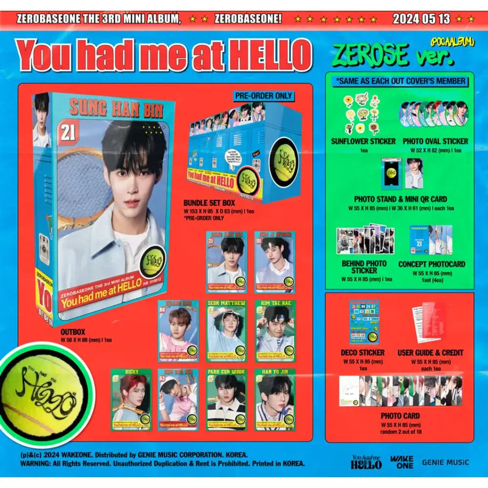 ZEROBASEONE - You had me at HELLO : 3rd Mini Album (ZEROSE Version - POCA Album) - ZEROBASEONE - Album - Harumio
