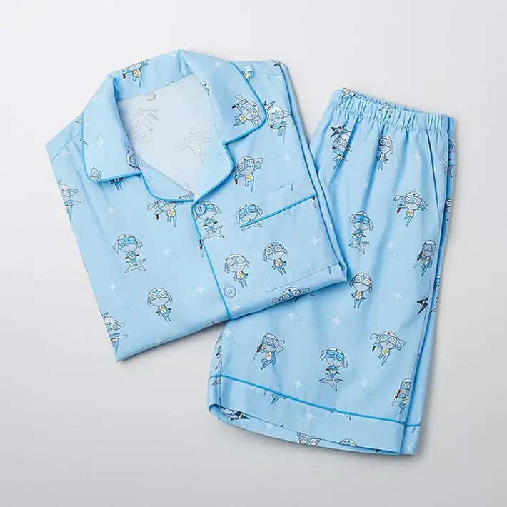 SPAO x Sergeant Frog Keroro - Short Sleeve Pajamas (Blue) - SPAO - Pajamas - Harumio