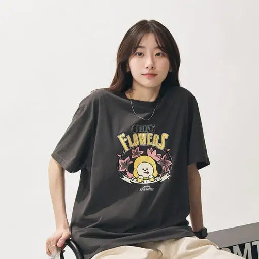 BT21 - CHIMMY Flowers in the Garden Short Sleeve T-Shirt - BT21 - T-Shirt - Harumio