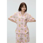 Cinnamoroll X Crayon Shin-chan - Pink Short Sleeve Pajamas Set - SPAO - Pajamas - Harumio