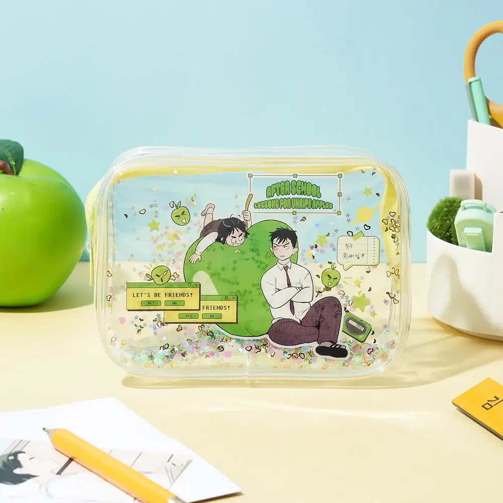 After School Lessons For Unripe Apples - Clear Glitter Pouch - Webtoon Friends - Pouch Bag - Harumio