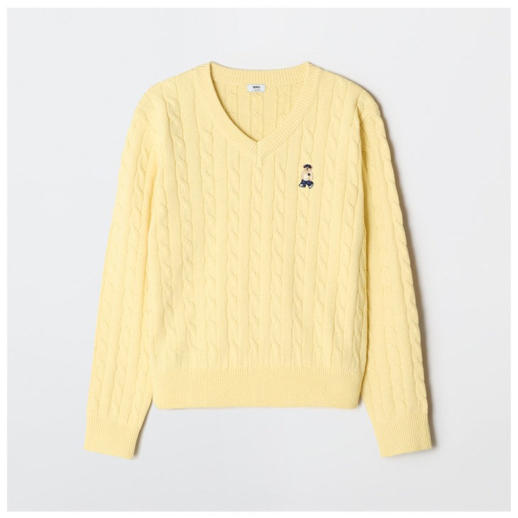 SPAO - Cable V-Neck Sweater (Woody)