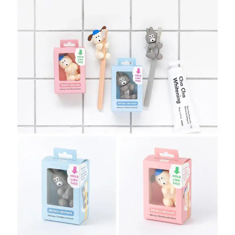 Romane - Brunch Brother Bunny & Puppy Silicone Toothbrush Holder - Romane - Toothbrush Holders - Harumio