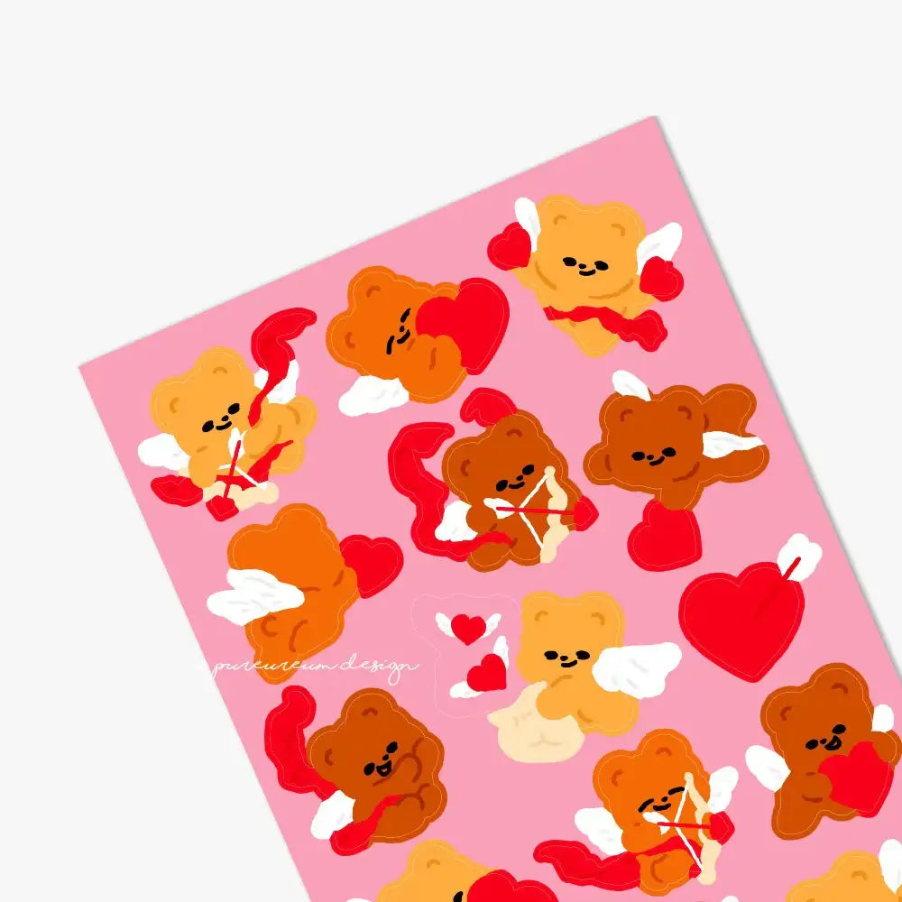 Pureureum Design - Cupid Bear Heart Collect Sticker - Pureureum Design - Home & Living, Accessories - Harumio