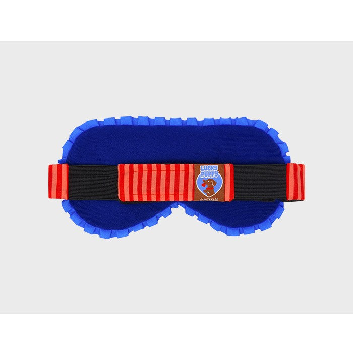 Wiggle Wiggle - Frilled Eye Mask & Pouch Set (Lucky Puppy Blue Stripe)