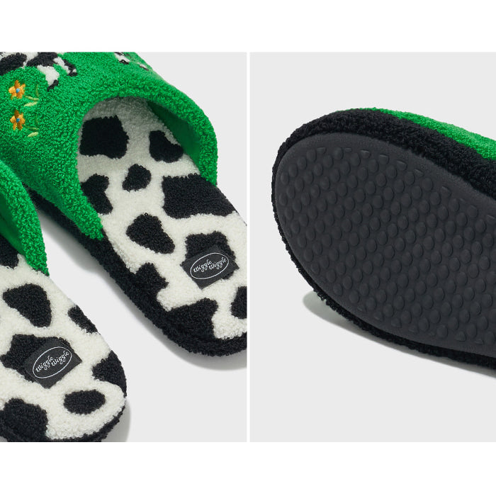 Wiggle Wiggle - Don't Panic Green Terry Home Slippers