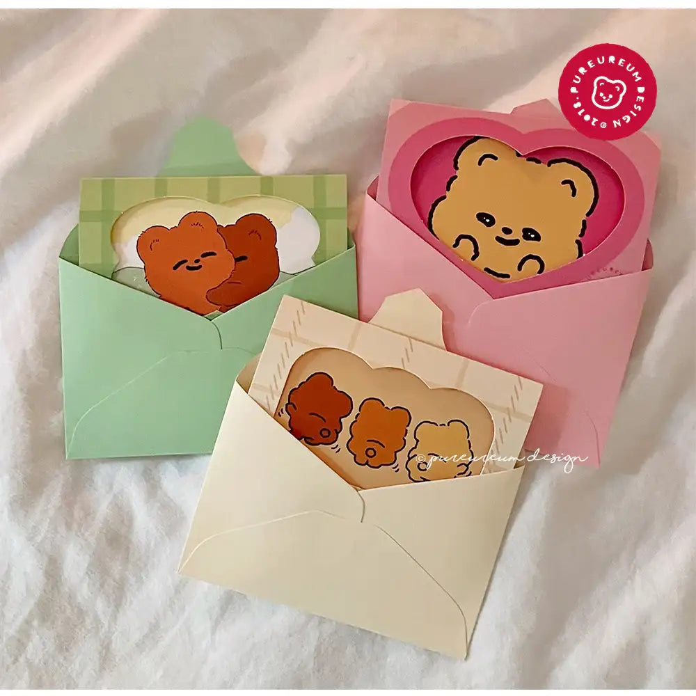 Pureureum Design - Cupid Bear Mini Folding Card ver.1-3 - Pureureum Design - Home & Living, Accessories - Harumio