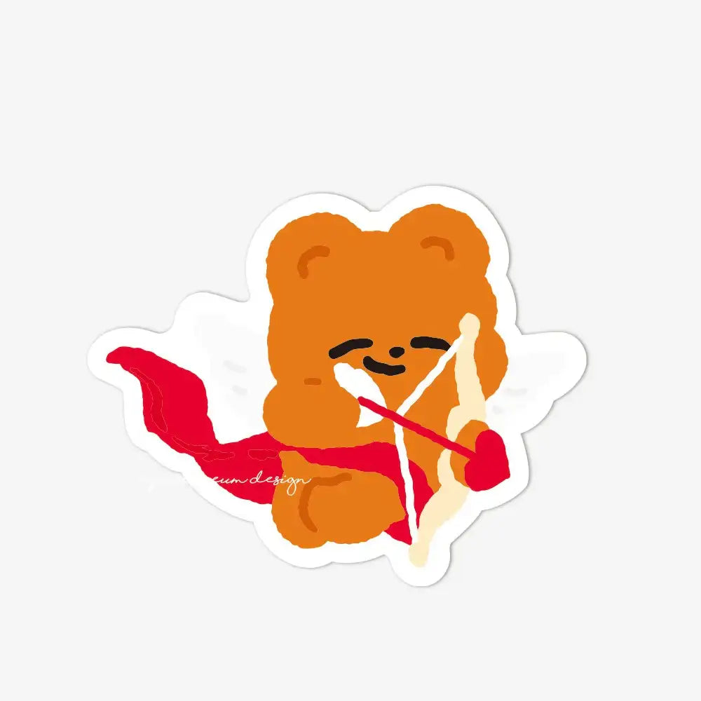 Pureureum Design - Cupid Bear Heart Collecting Sculpture Sticker