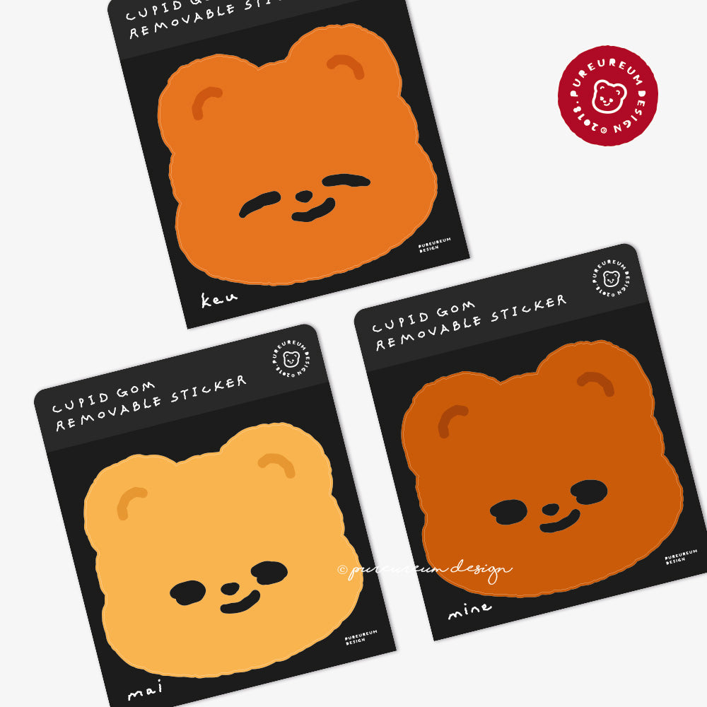 Pureureum Design - Cupid Bear Face Big Removable Sticker