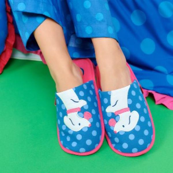 Wiggle Wiggle - Washable Fabric Home Slippers (Lucky Puppy Blue)