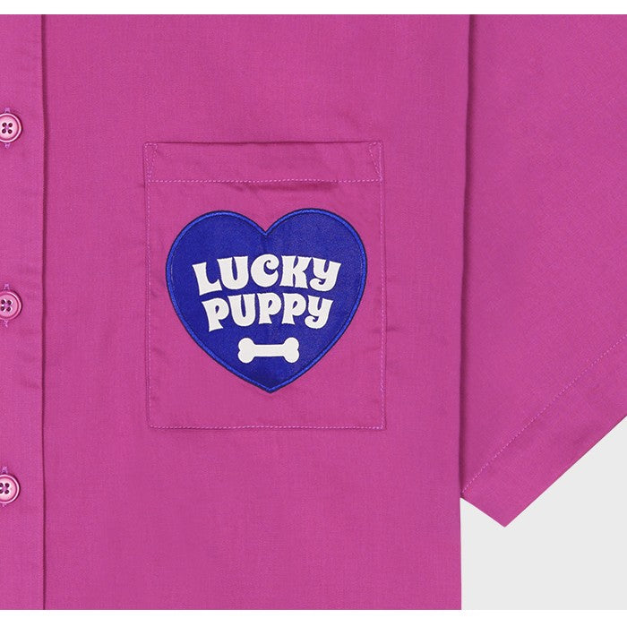 Wiggle Wiggle - Short-Sleeved Pajama Set (Lucky Puppy Purple Dot)