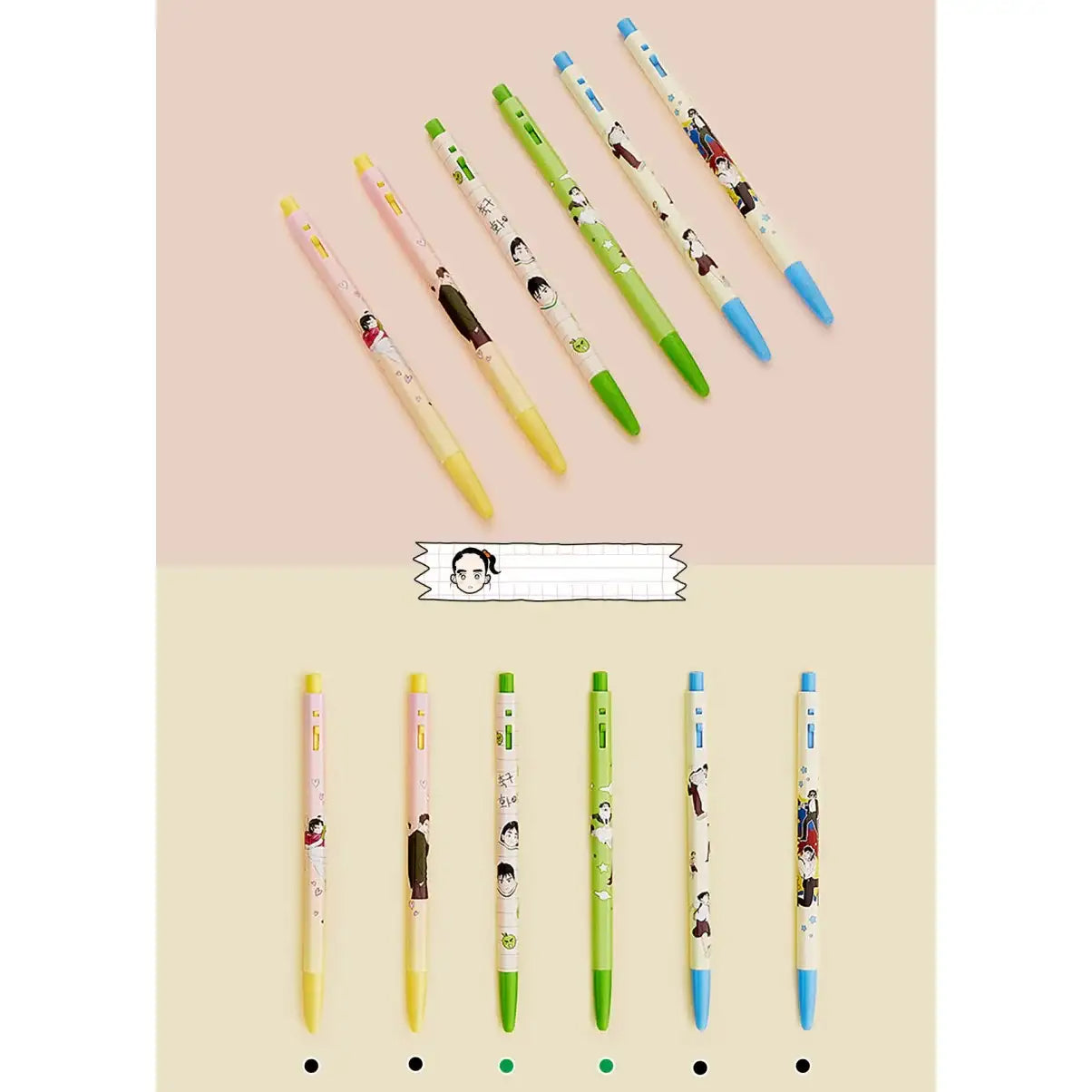 After School Lessons For Unripe Apples - Monami Ballpoint Pen Set - Webtoon Friends - Diary - Harumio