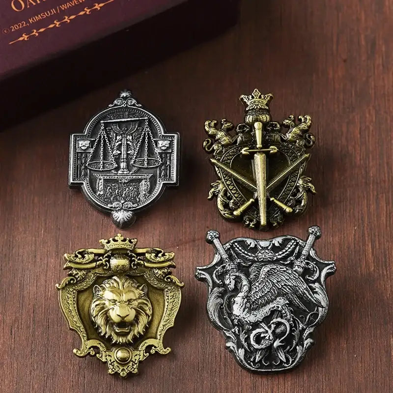 Under The Oak Tree - Premium Metal Badge Set of 4 - WAVE WHALES - Metal Badges - Harumio