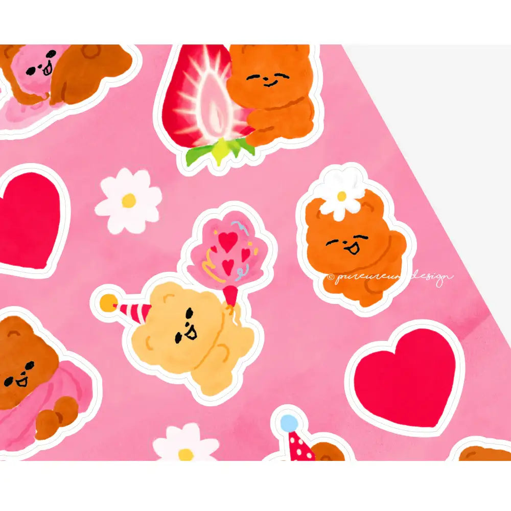 Pureureum Design - Cupid Bear Birthday Cake Sticker