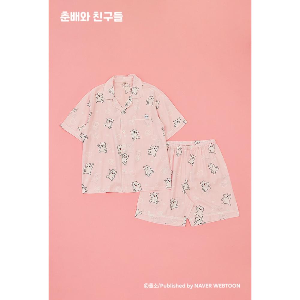 SPAO x Chunbae and Friends - NyaNyoNyaNyo Short Sleeve Pajamas
