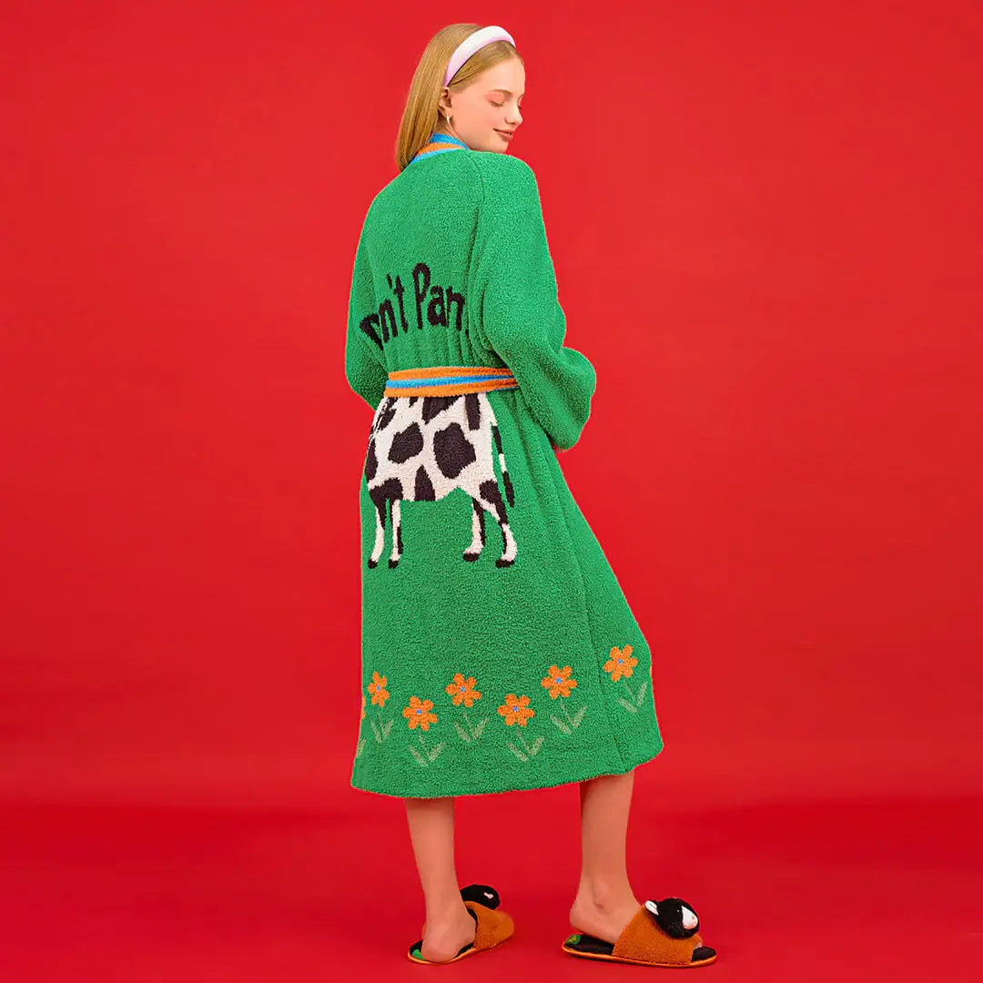 Wiggle Wiggle - Don't Panic Green Lounge Robe - Wiggle Wiggle - Home & Living, Accessories - Harumio