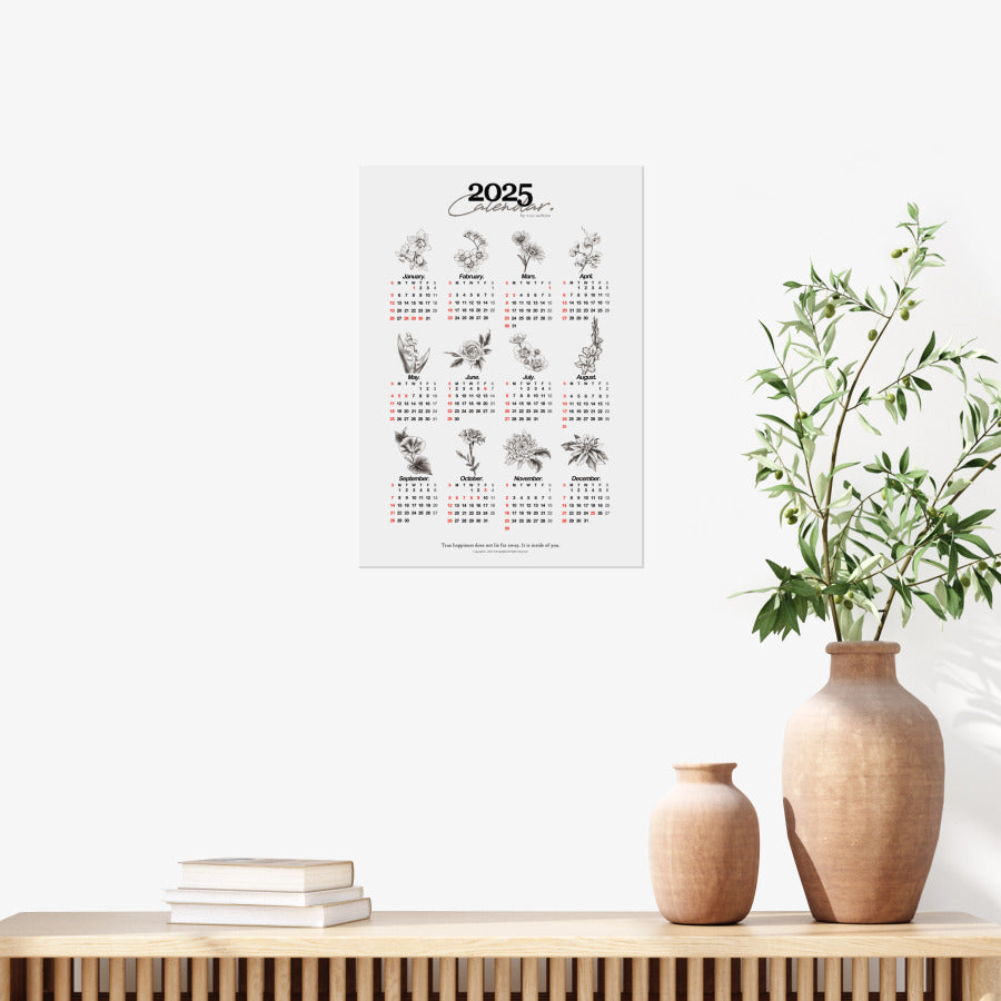Yoiarchive - 2025 Birth Flower A3 Poster Calendar