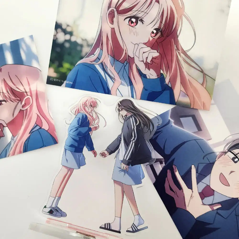 Pyramid Game - Harin & Ja-eun Rotating Acrylic Stand & Postcard Set - Webtoon Friends - Acrylic Stand - Harumio