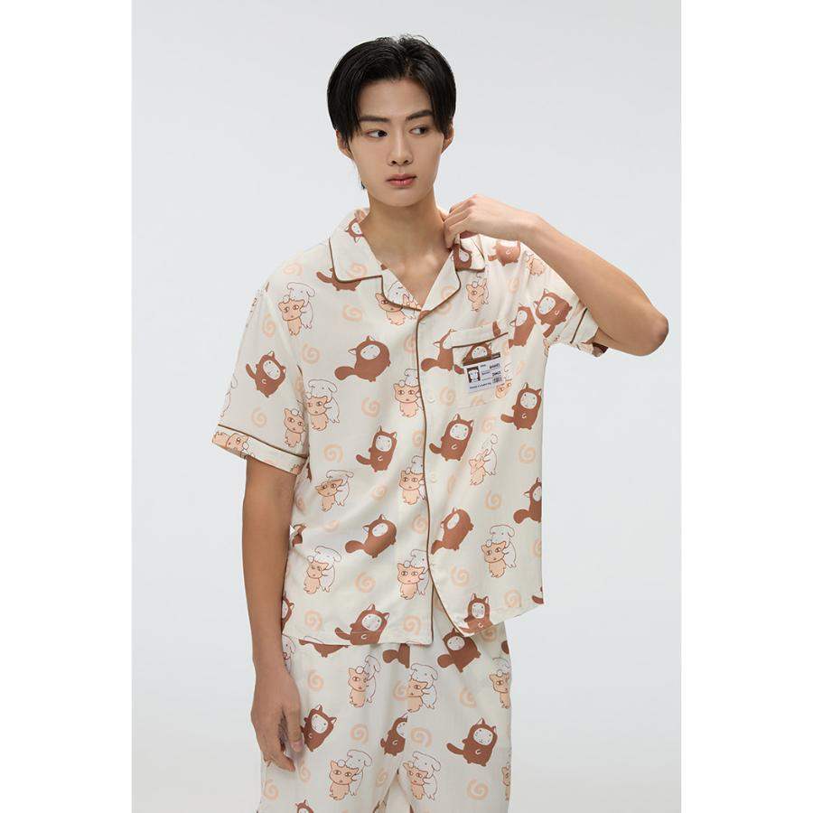 SPAO x Ganadi - Short Sleeve Pajamas Set (CREAM) - SPAO - Pajamas - Harumio