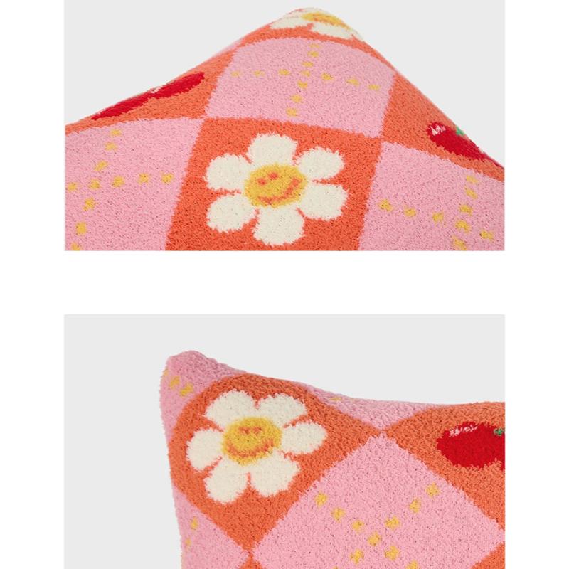 Wiggle Wiggle - Smile Cherry Argyle Cushion Cover