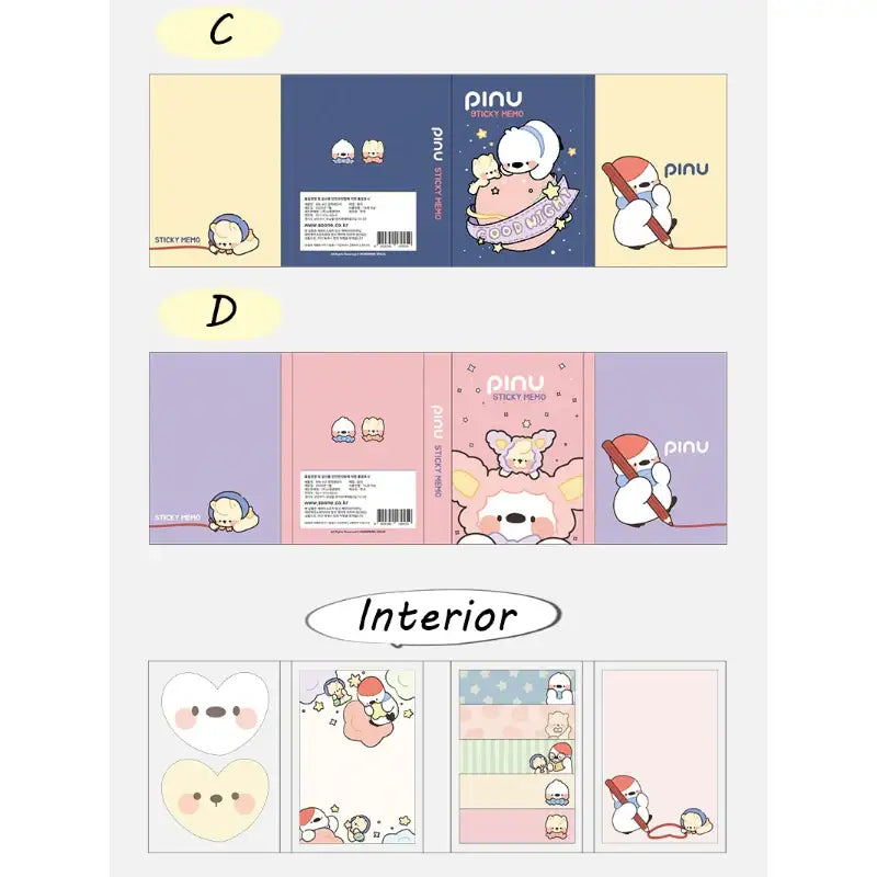 Pinu - 4-layer Sticky Memo (Random) - Soone Content - Stationery & Office Supplies - Harumio