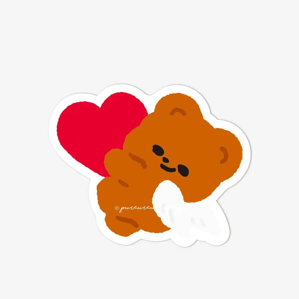 Pureureum Design - Cupid Bear Heart Collecting Sculpture Sticker