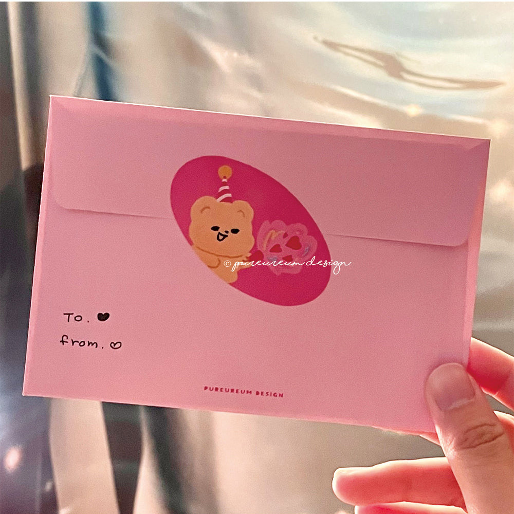 Pureureum Design - Cupid Bear Birthday Cake Stationery Set