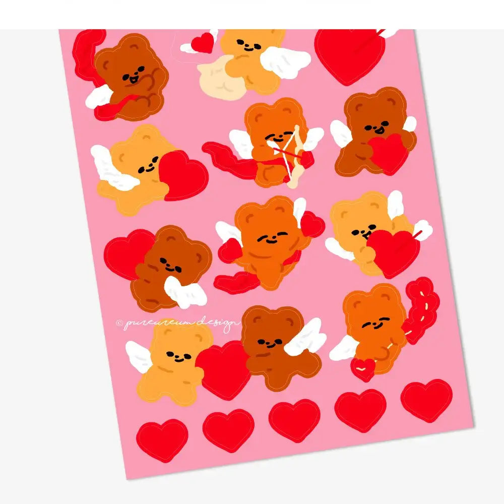 Pureureum Design - Cupid Bear Heart Collect Sticker - Pureureum Design - Home & Living, Accessories - Harumio