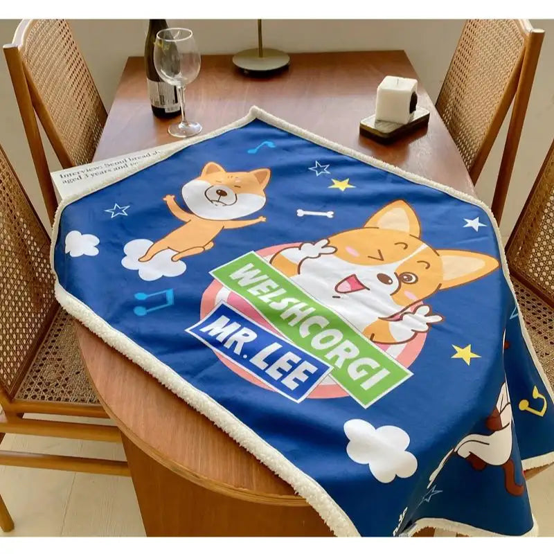 Welshcorgi Mr.Lee - Lap Blanket - Soone Content - Fleece Blanket - Harumio