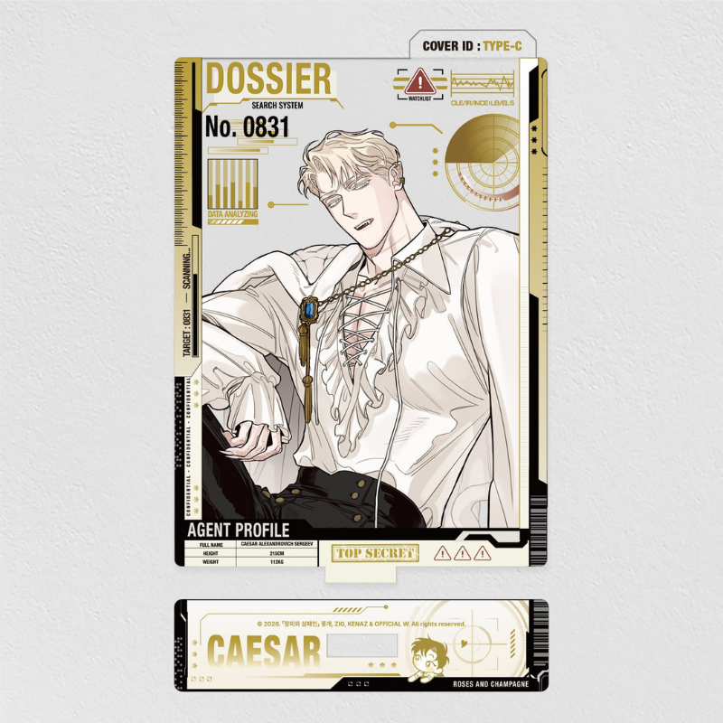 Rose and Champagne Caesar Dress-Up Acrylic Stand
